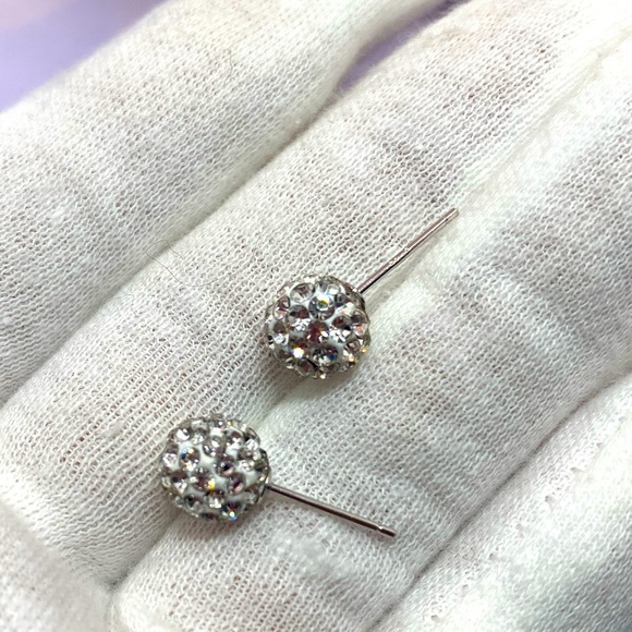 925 silver diamonds earrings, stamped - Picture 6 of 6